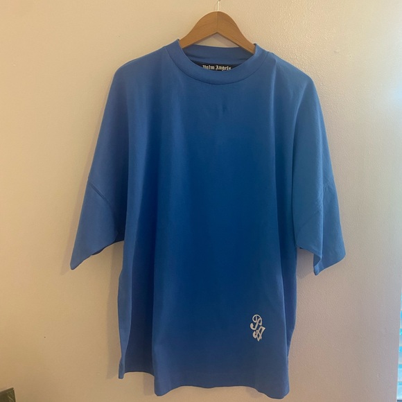 Palm Angels Logo-Print Oversized Tee ‘Royal Blue’Size Large